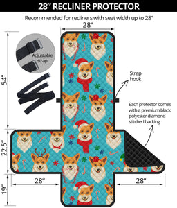 Christmas Corgi Pattern Recliner Cover Protector