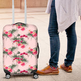 Red Pink Orchid Hibiscus Pattern Luggage Covers