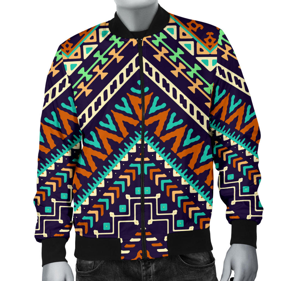 Zigzag African Afro Dashiki Adinkra Kente Men Bomber Jacket