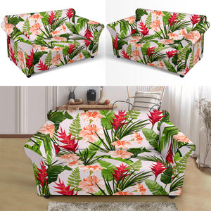 Heliconia Hibiscus Leaves Pattern Loveseat Couch Slipcover