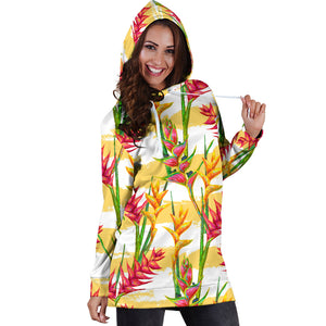 Heliconia Pattern Women Hoodie Dress