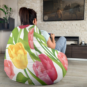 Pink Red Yellow Tulip Pattern Bean Bag Cover