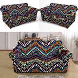 Zigzag Chevron African Afro Dashiki Adinkra Kente Pattern Loveseat Couch Slipcover