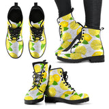 Lemon Flower Pattern Leather Boots