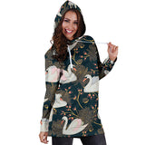 Swan Pattern Women Hoodie Dress