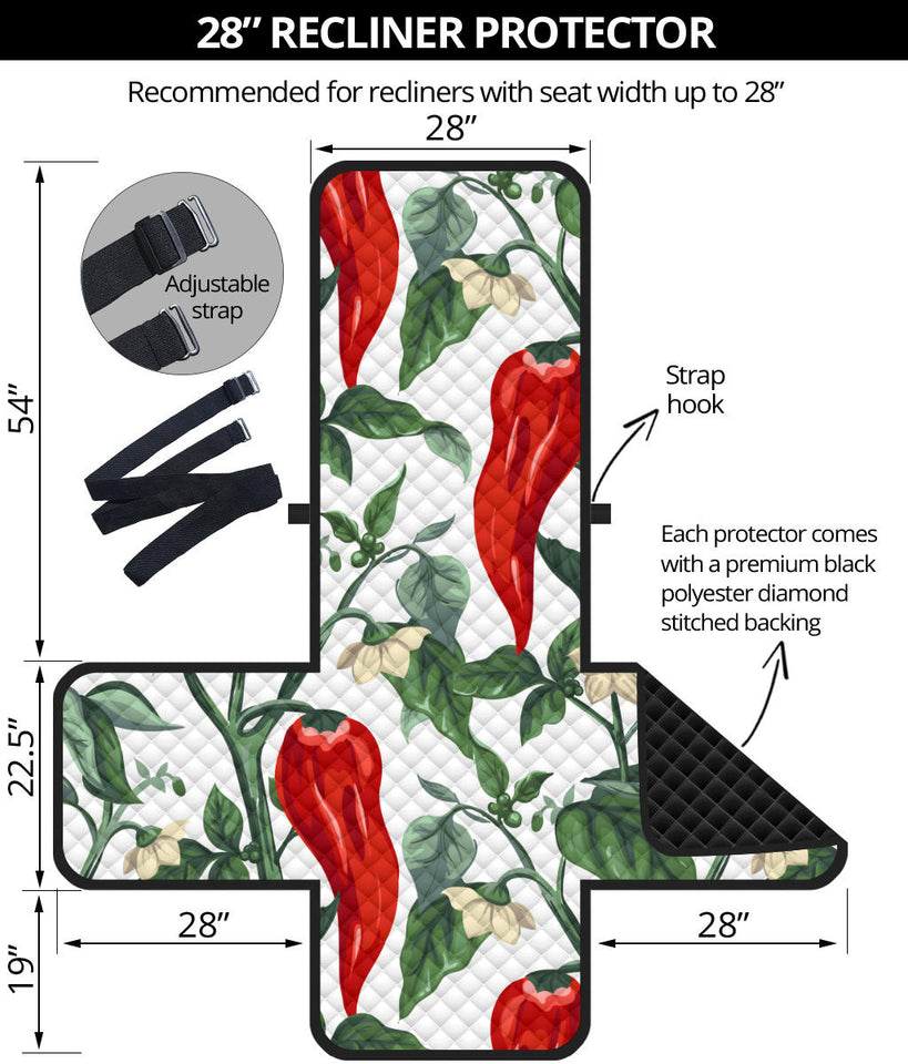 Chili Leaves Flower Pattern Recliner Cover Protector