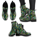 Leopard Leaves Pattern Leather Boots