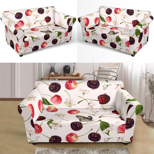 Cherry Flower Butterfly Pattern Loveseat Couch Slipcover