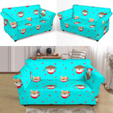 Shiba Inu Japanese Hat Pattern Loveseat Couch Slipcover