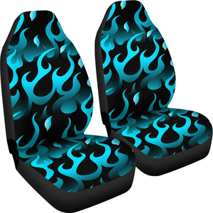 Blue Flame Fire Pattern Background Universal Fit Car Seat Covers