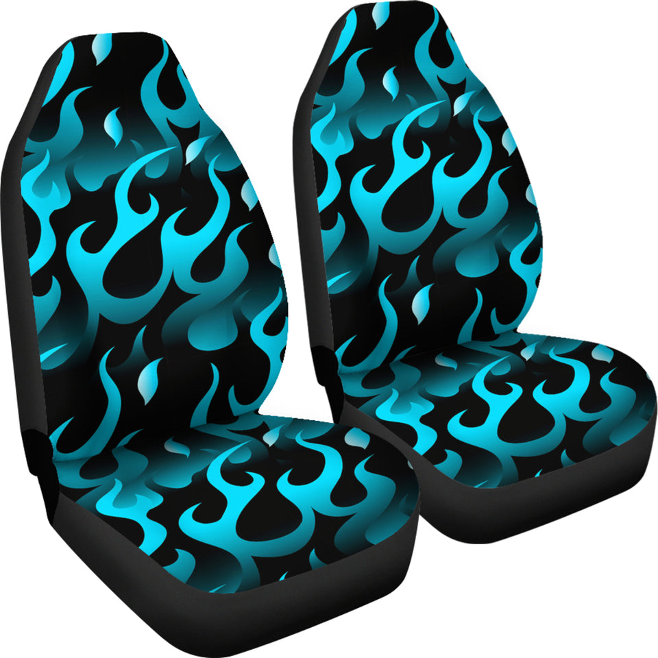 Blue Flame Fire Pattern Background Universal Fit Car Seat Covers