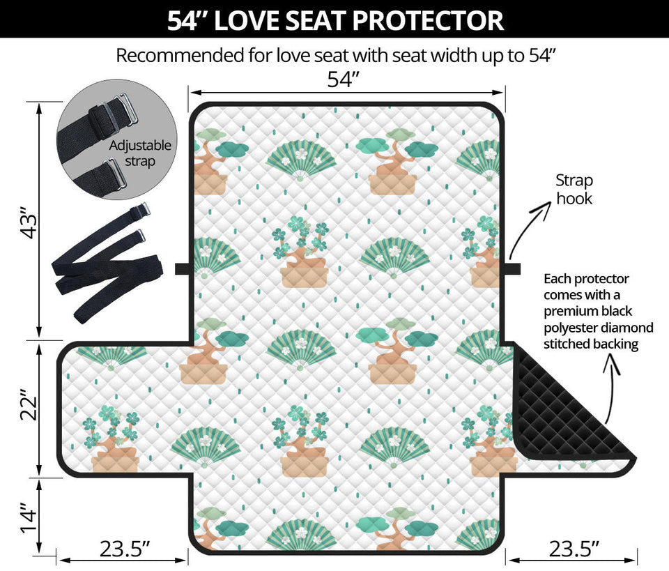 Bonsai Fan Pattern Loveseat Couch Cover Protector