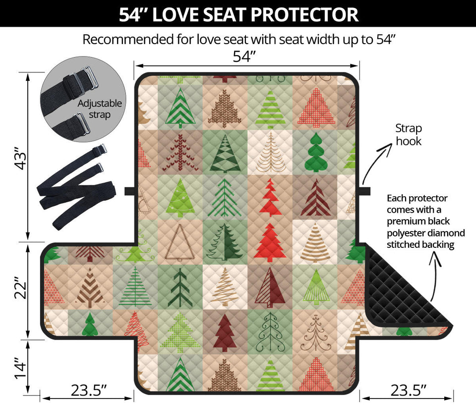 Christmas Tree Pattern Loveseat Couch Cover Protector