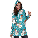 Snowman Chirstmas Pattern Women Hoodie Dress