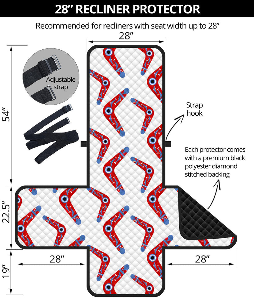 Boomerang Aboriginal Pattern White Background Recliner Cover Protector