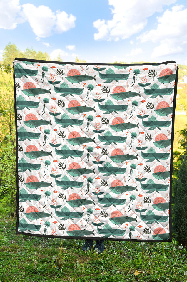 Whale Jelly Fish Pattern  Premium Quilt