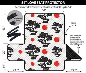 Black Bonsai Pattern Loveseat Couch Cover Protector