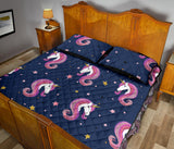 Unicorn Head Pattern Quilt Bed Set