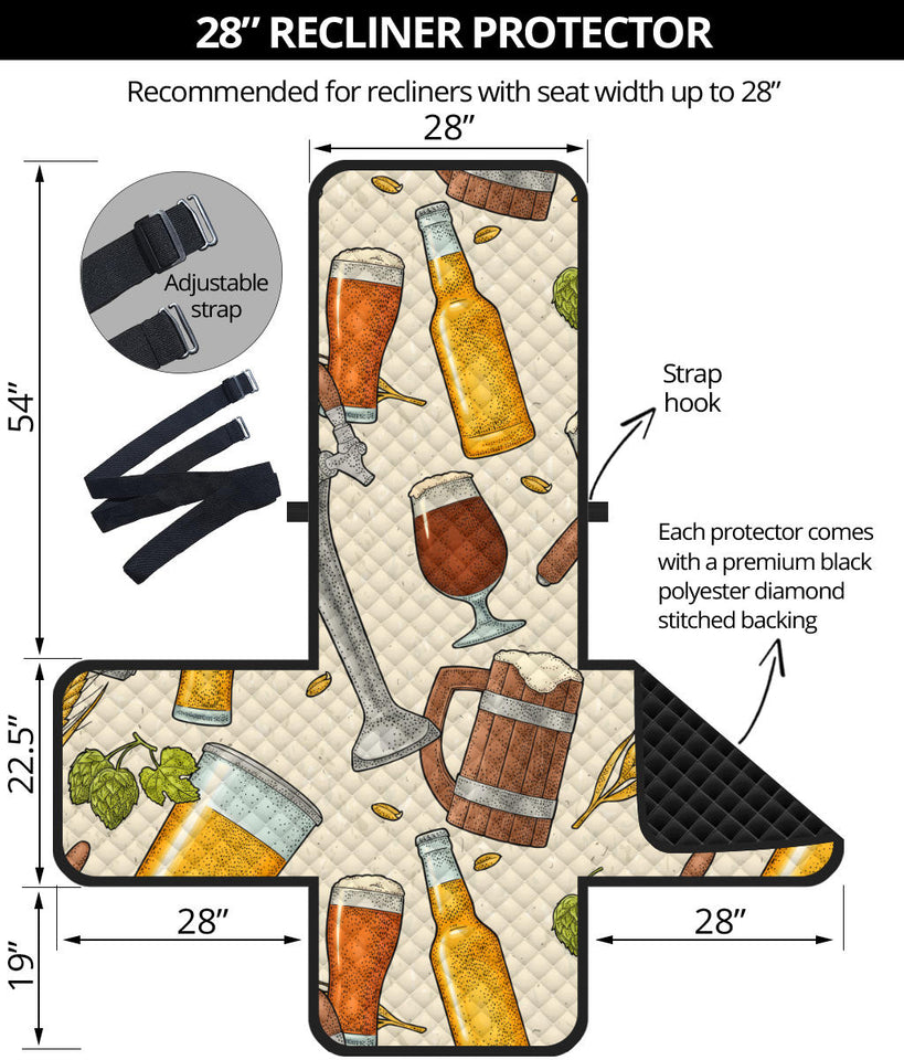 Beer Pattern Recliner Cover Protector