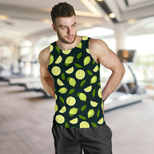 Lime Leaves Pattern Men Tank Top