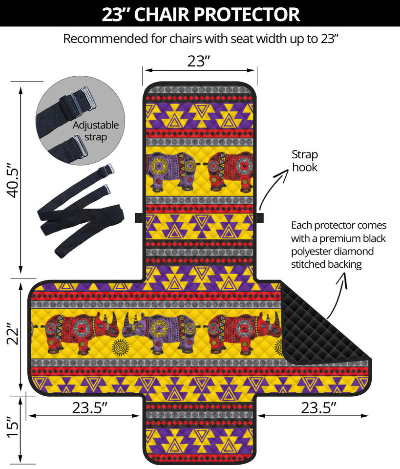 Rhino African Afro Dashiki Adinkra Kente Ethnic Motifs Chair Cover Protector