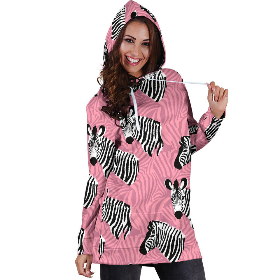 Zebra Head Pattern Women Hoodie Dress