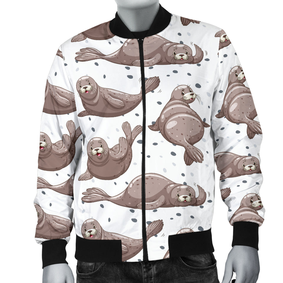 Sea Lion Pattern Background Men Bomber Jacket