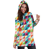 Rainbow Geometric Pattern Women Hoodie Dress