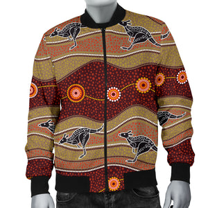 Kangaroo Aboriginal Pattern Men Bomber Jacket