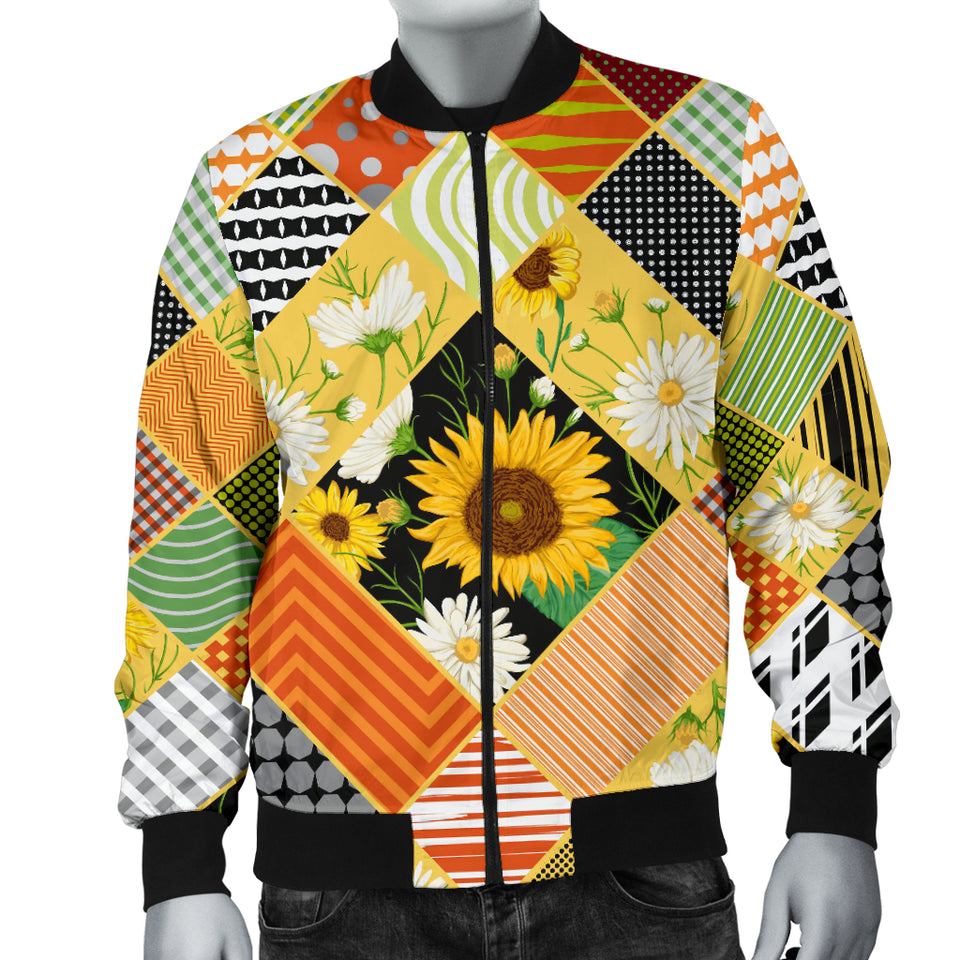 Sunflower Pattern Men Bomber Jacket