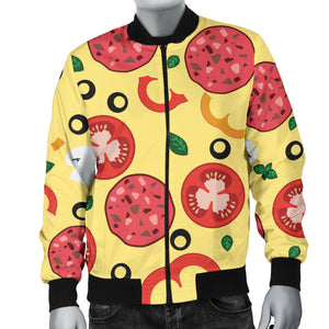 Pizza Tomato Salami Texture Pattern Men Bomber Jacket