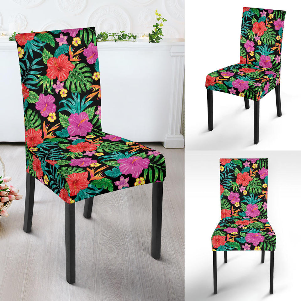 Hibiscus Pattern Print Design 01 Dining Chair Slipcover