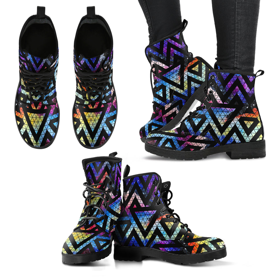 Space Colorful Tribal Galaxy Pattern Leather Boots