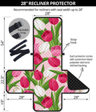 Pink White Tulip Pattern Recliner Cover Protector