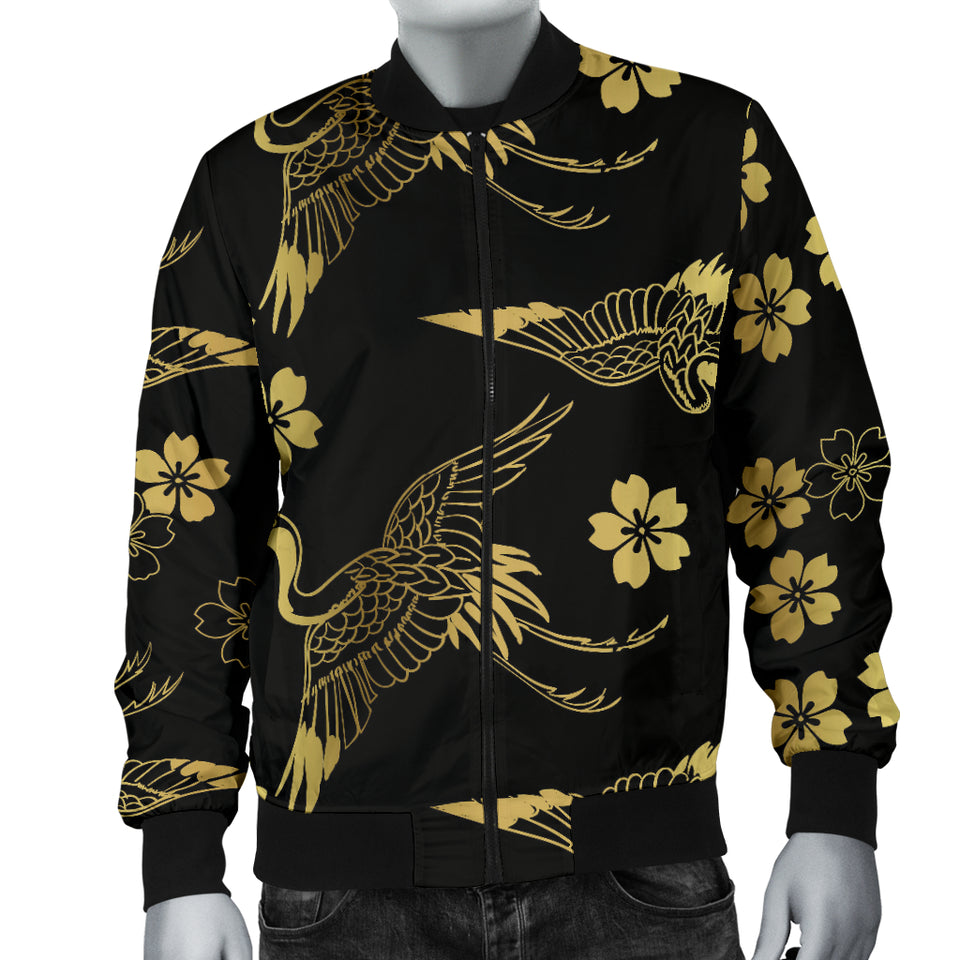 Gold Japanese Theme Pattern Men Bomber Jacket