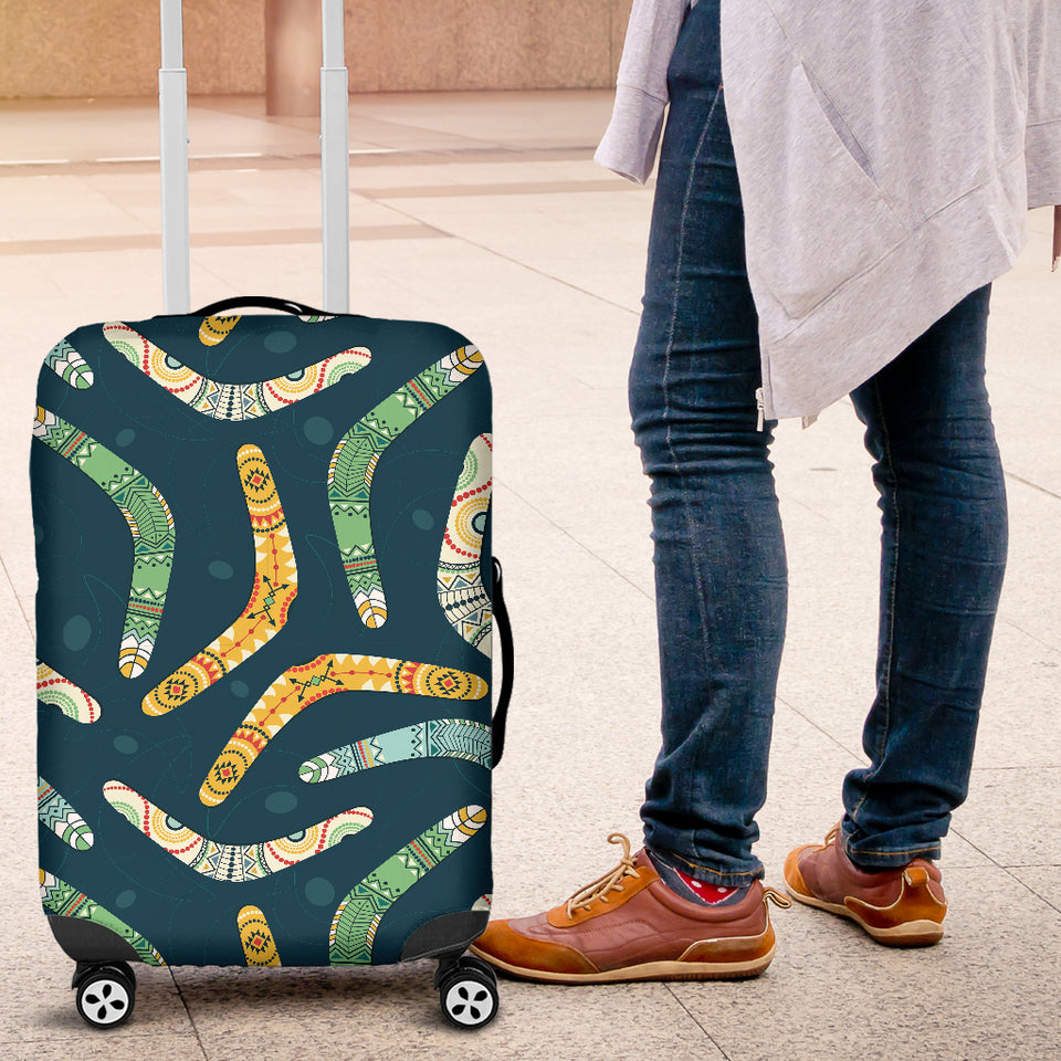 Boomerang Aboriginal Pattern Dark Background Luggage Covers