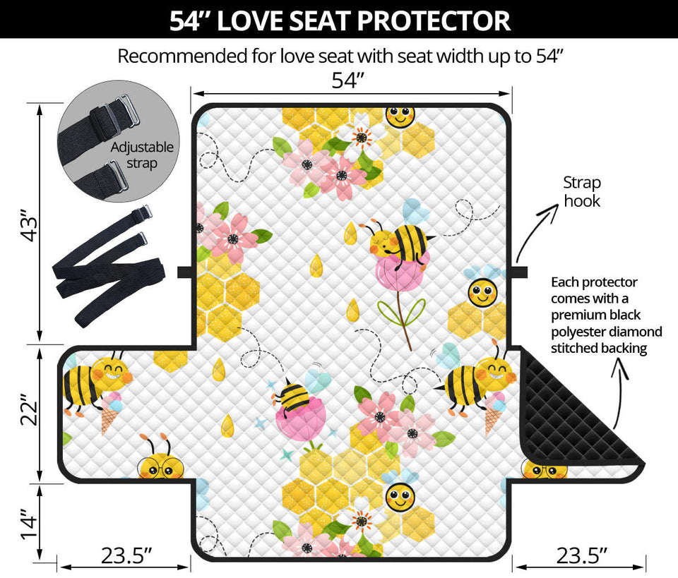 Cute Bee Pattern Loveseat Couch Cover Protector