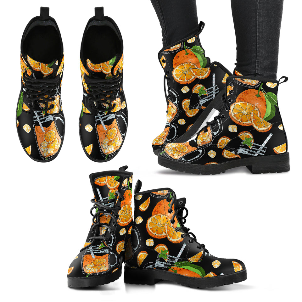 Orange Ice Orance Juice Pattern Leather Boots