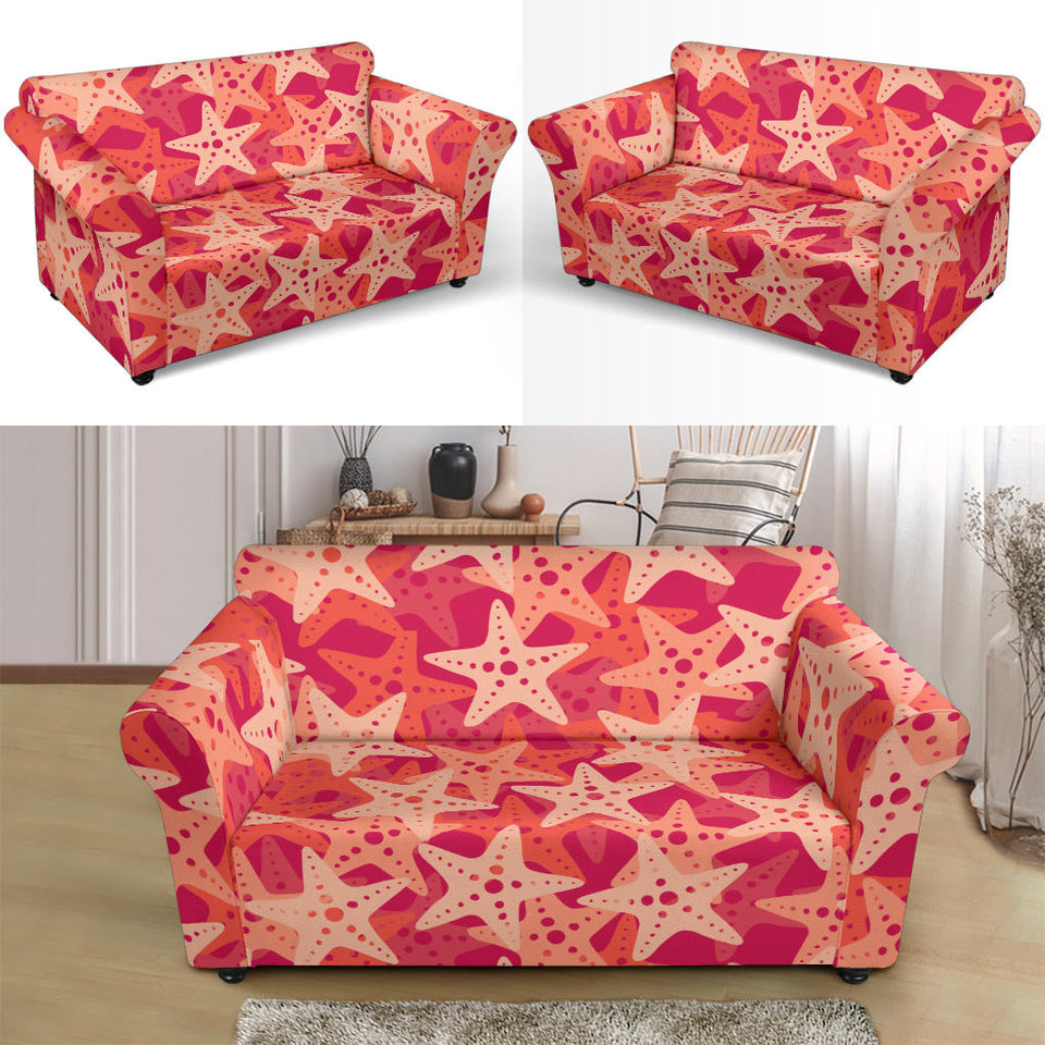 Starfish Red Theme Pattern Loveseat Couch Slipcover