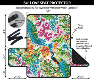 Colorful Peacock Pattern Loveseat Couch Cover Protector