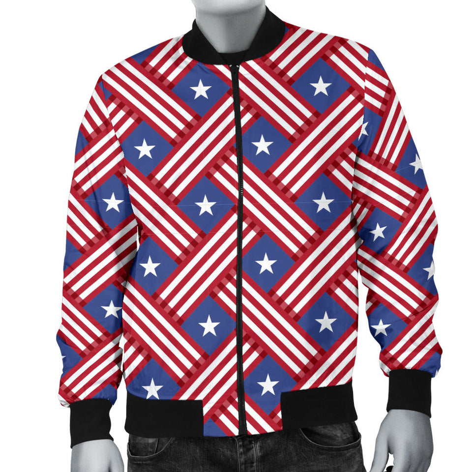 USA Star Stripe Pattern Men Bomber Jacket