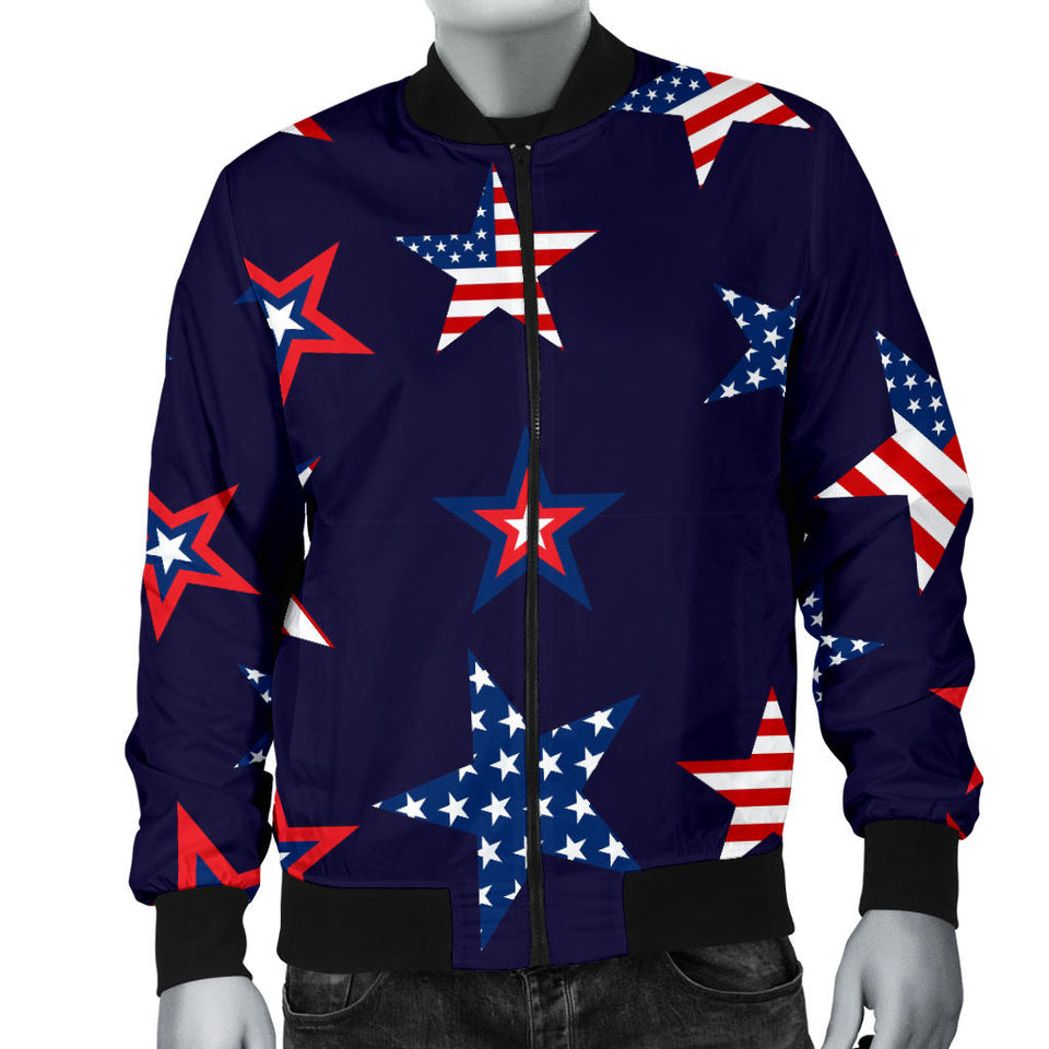 USA Star Pattern Theme Men Bomber Jacket