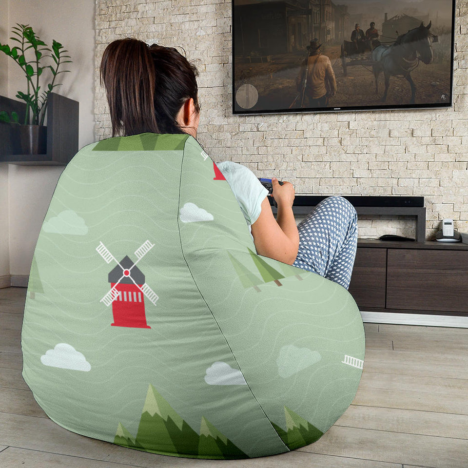 Windmill Green Pattern Bean Bag Cover