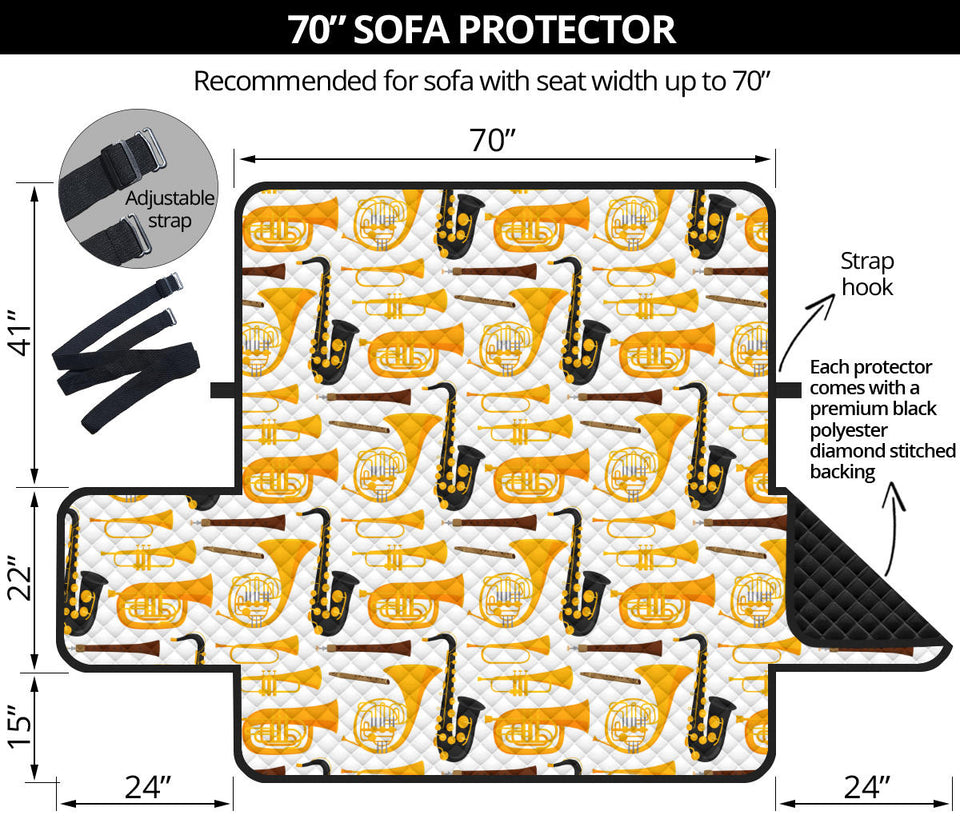 Saxophone Theme Pattern Sofa Cover Protector