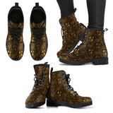 Gold Grape Pattern Leather Boots