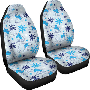 Polar Bear Pattern Blue Background Universal Fit Car Seat Covers