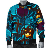 Halloween Pumpkin Cat Pattern Men Bomber Jacket