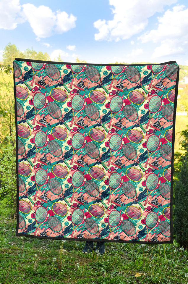 Tennis Pattern Print Design 01 Premium Quilt