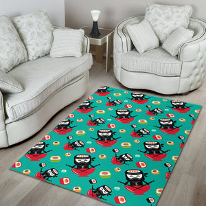 Ninja Sushi Pattern Area Rug