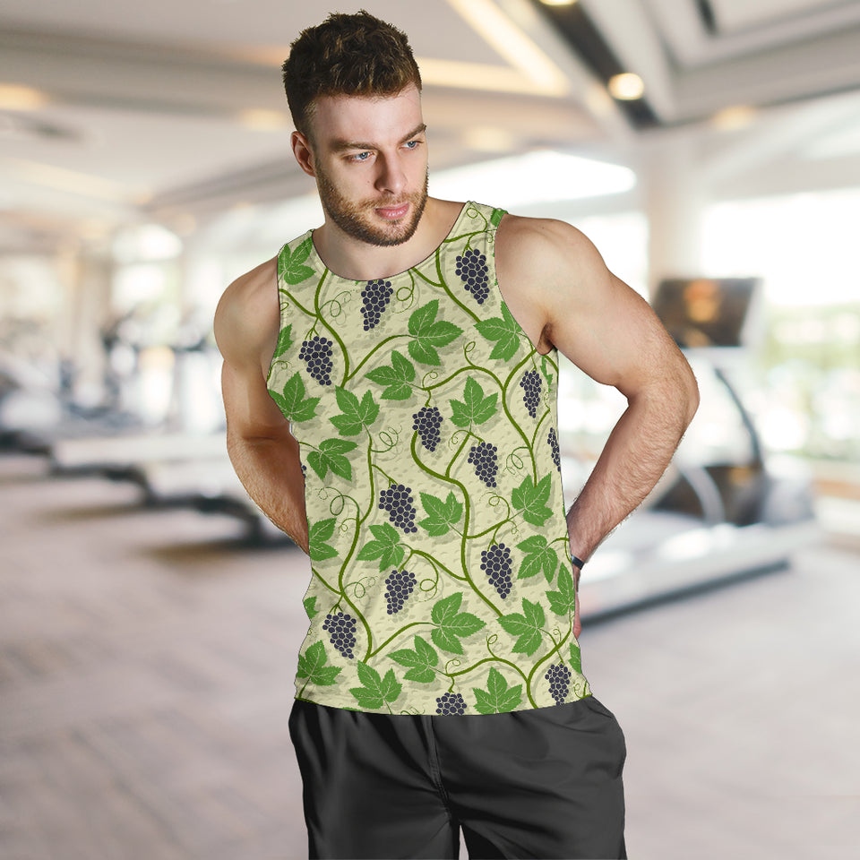 Grape Leaves Pattern Men Tank Top